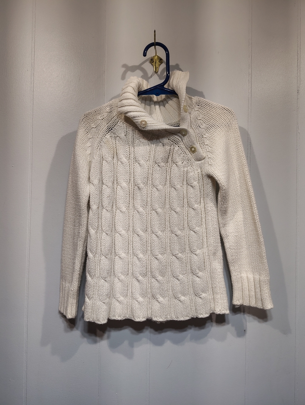Vintage Cherokee Cable Knit Sweater Womens Size 4T Cream Cotton Cottagecore